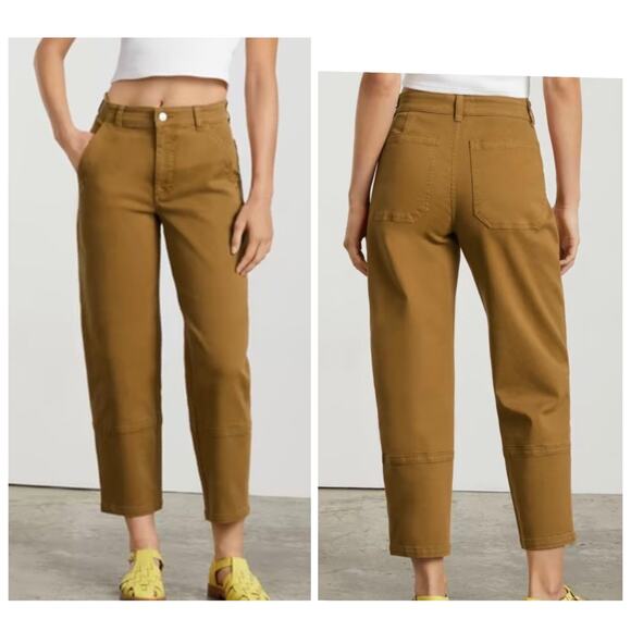 Everlane The Utility Barrel Pants Curved Cotton Stretch Gold Brown Womens Size 4 - Picture 13 of 13